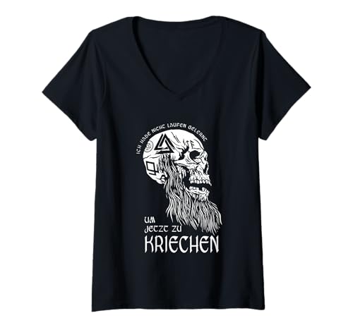Damen Ich Habe Nicht Laufen gelernt, um jetzt zu kriechen. T-Shirt mit V-Ausschnitt Damen Ich Habe Nicht Laufen gelernt, um jetzt zu kriechen. T-Shirt mit V-Ausschnitt von Wake-X Wikinger Odin Lamm Wikinger Walhalla Thor