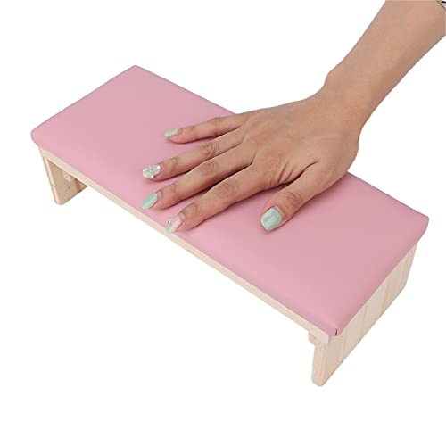 Handauflage für Fingernägel, Maniküre, mit weichem und langlebigem Kissen, aus Leder, zentrale Halterung für den Nageltisch, 30,5 x 12 x 8,5 cm, Rosa von Wakects