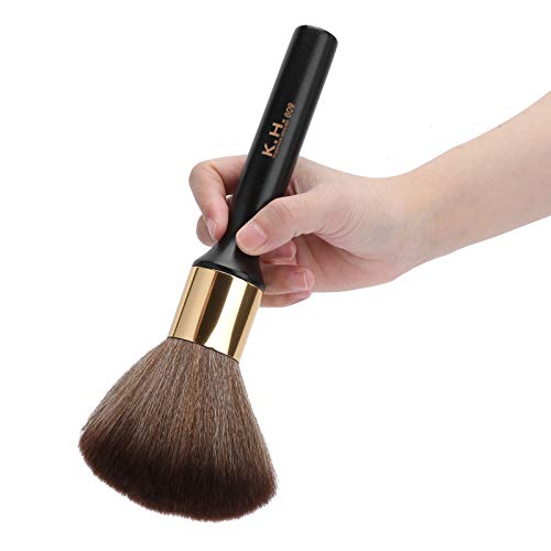 Wakects Hals Duster Pinsel Haar Halsbürste Friseur Pinsel Mehrzweck für Kleine Haare um Ohren Super Weiche Wolle Hautfreundlicher Langer Holzgriff Waschbar für Friseurladen Friseursalon (BLACK) von Wakects