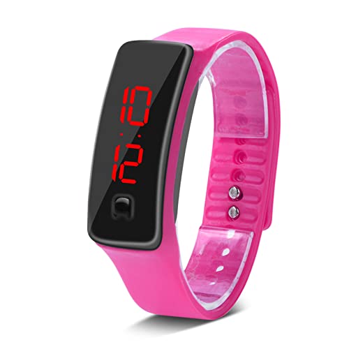 Wakects LED Digital Watch, Elektronische Sporthaltigkeitsgerichtswache Automatische Stromsparbildschirm 12 -Stunden -Wählkalender -Display für Männer Frauen Kinder (PINK) von Wakects