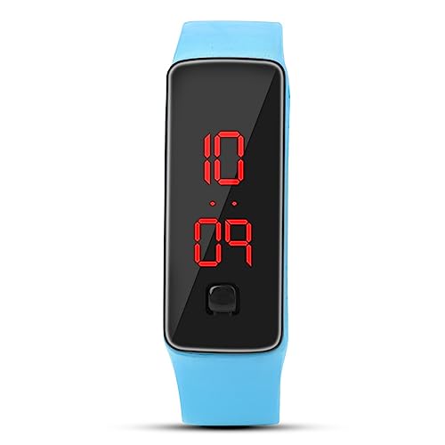 Wakects LED Digital Watch, Elektronische Sporthaltigkeitsgerichtswache Automatische Stromsparbildschirm 12 -Stunden -Wählkalender -Display für Männer Frauen Kinder (hellblau) von Wakects