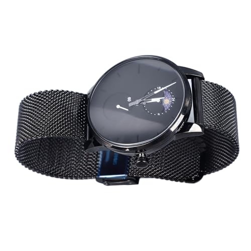 Wakects Men Moonphase Quartz Watch, Hohe Präzision, Ultra -dünne, Edelstahl -Netzband, Mondphasen Design, Quarzbewegung, Elegantes Design für übereinstimmende Outfits, Genaue Zeitmessung, von Wakects