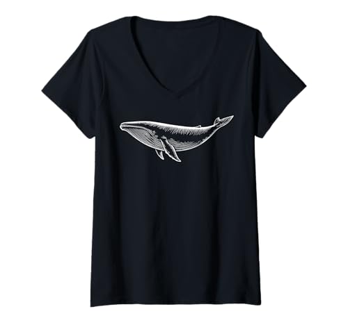Damen Blauwal T-Shirt mit V-Ausschnitt Damen Blauwal T-Shirt mit V-Ausschnitt von Wal Ozean Meeresbiologe Sporttaucher Tauchen