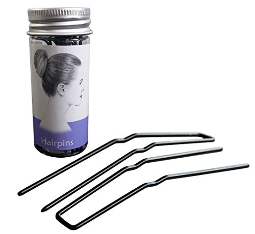 WalBryka Haarnadeln in U-Form, Haarknoten aus Metall, mit tragbarer Box, Haar-Accessoires für Frauen, 12 Stück (7.6 cm(24 Stück), schwarz) von WalBryka