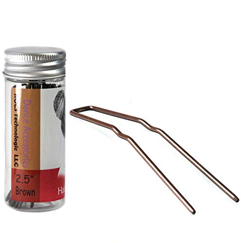 WalBryka U-förmige Haarnadeln aus Metall mit tragbarer Box, Haar-Accessoires für Damen, 12 Stück (6,3 cm, braun) von WalBryka