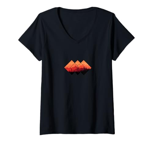 Damen Wald Camping Outdoor Geschenk Naturschutz Baum T-Shirt mit V-Ausschnitt Damen Wald Camping Outdoor Geschenk Naturschutz Baum T-Shirt mit V-Ausschnitt von Wald Camping Outdoor Geschenk Natur Baum Berge