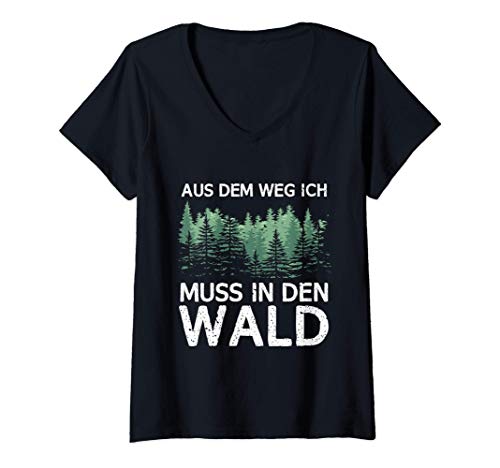 Damen Aus dem Weg ich muss in den Wald T-Shirt mit V-Ausschnitt Damen Aus dem Weg ich muss in den Wald T-Shirt mit V-Ausschnitt von Wald Kollektion