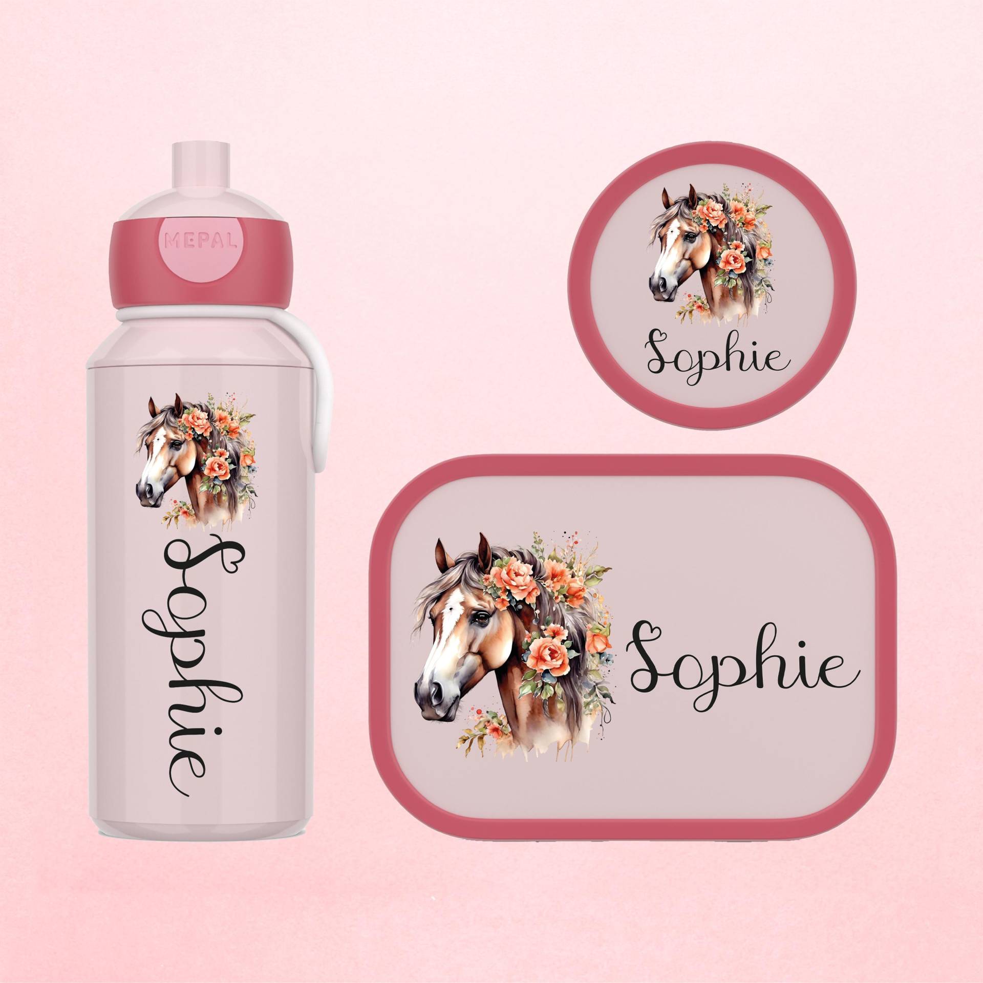 Personalisierte Lunchbox Trinkflasche Und Obstbox - Als Set Oder Einzeln Mepal Brotdose Wasserflasche Fruchtpot Mit Süßem Pferde Motiv Personalisierte Lunchbox Trinkflasche Und Obstbox - Als Set Oder Einzeln Mepal Brotdose Wasserflasche Fruchtpot Mit Süßem Pferde Motiv von WaldWichtShop