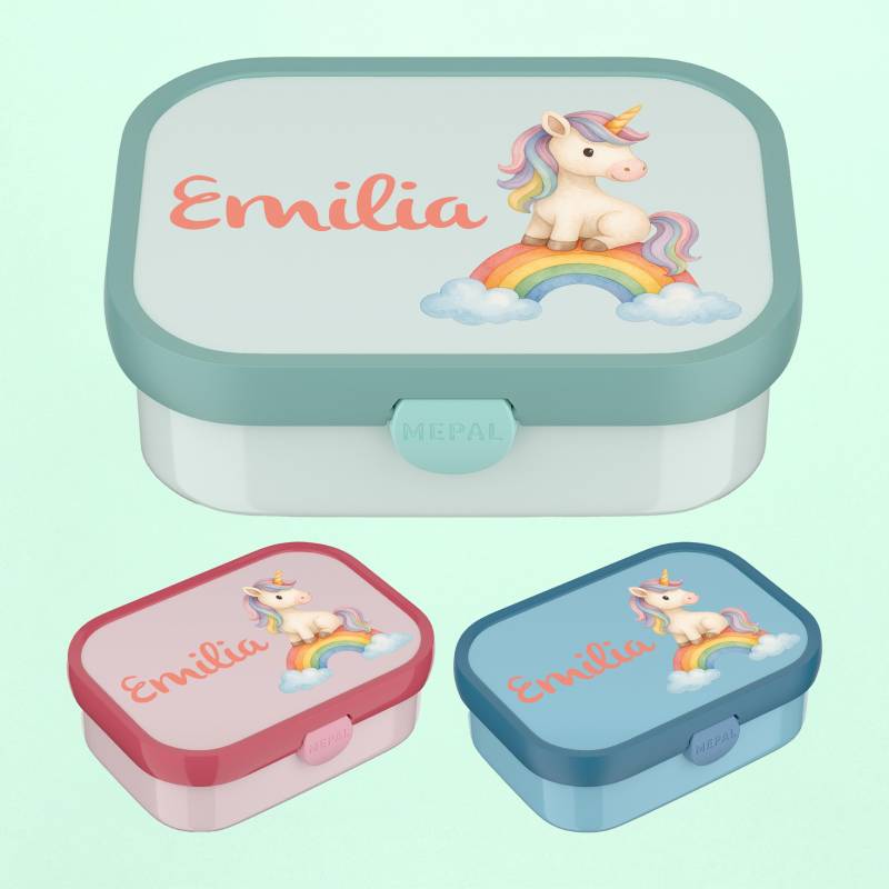 Personalisierte Mepal Bento Brotdose | Einhorn Auf Regenbogen Lunchbox Als Geschenk Einschulung + Kitastart Brotbox Für Schule Und Kita von WaldWichtShop