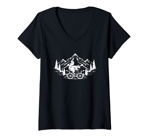 Damen Outdoor Wandern Waldbewohner Radfahrer Fahrrad Eichhörnchen T-Shirt mit V-Ausschnitt von Waldbewohner Tier Eichhörnchen Geschenke