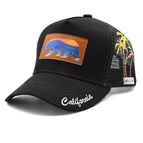 Waldeal Herren Damen Bär California Baseball Cap Verstellbare Mesh Sommer Trucker Hat, Schwarz, Einheitsgröße von Waldeal