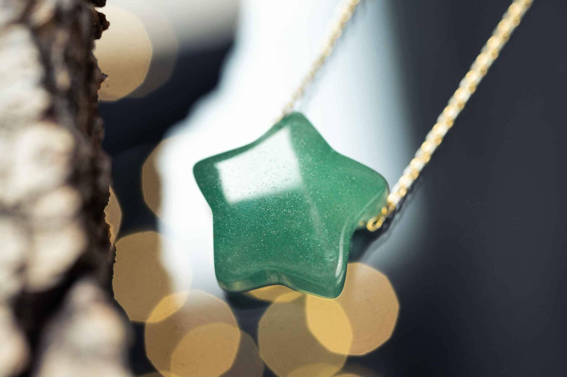 Aventurin Stern Anhänger Mit 925Er Silberkette/Waldesleuchten Naturschmuck Ruhe Und Entspannung 320A von Waldesleuchten