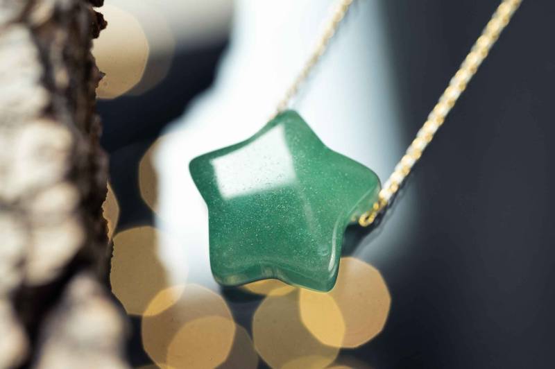 Aventurin Stern Anhänger Mit 925Er Silberkette/Waldesleuchten Naturschmuck Ruhe Und Entspannung 320A von Waldesleuchten