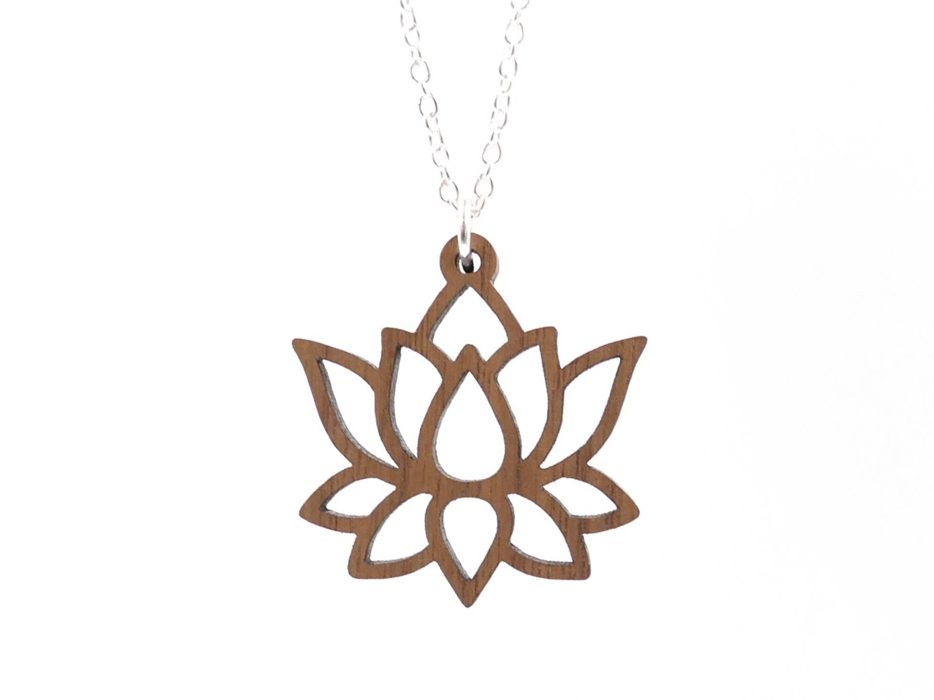 Silber Halskette "Lotusblume" Walnussholz | Lotusblüte Edles Vollholz Und 925Er Natürlich Vegan Silber Halskette "Lotusblume" Walnussholz | Lotusblüte Edles Vollholz Und 925Er Natürlich Vegan von WaldherzZollernalb