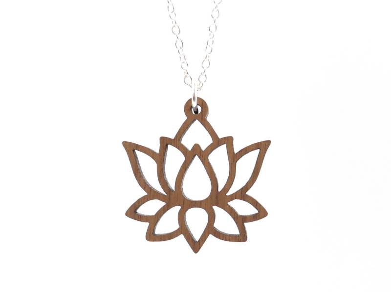 Silber Halskette "Lotusblume" Walnussholz | Lotusblüte Edles Vollholz Und 925Er Natürlich Vegan Silber Halskette "Lotusblume" Walnussholz | Lotusblüte Edles Vollholz Und 925Er Natürlich Vegan von WaldherzZollernalb