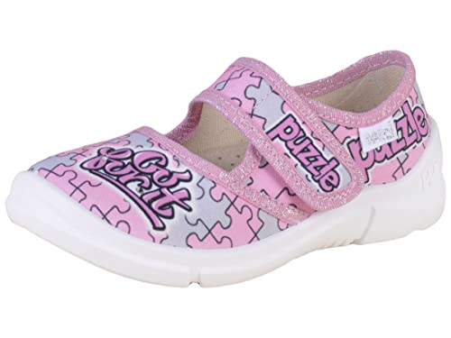 Waldi Kinderschuhe Laura flache Hausschuhe Mädchen Größe 27 EU Textil rosa Puzzle von Waldi