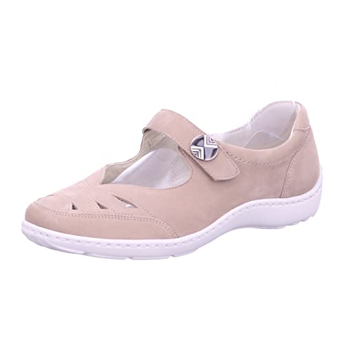 WALDLÄUFER Henni Damen Halbschuhe Ballerina Klettschuhe beige mandel/Denver von Waldläufer