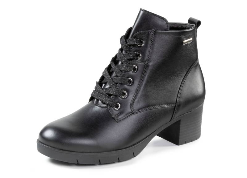 Waldläufer, atmungsaktive Damen-Stiefeletten, Weite H, mit herausnehmbarem Fußbett, Schuhgröße 4 1/2, Schwarz von Waldläufer