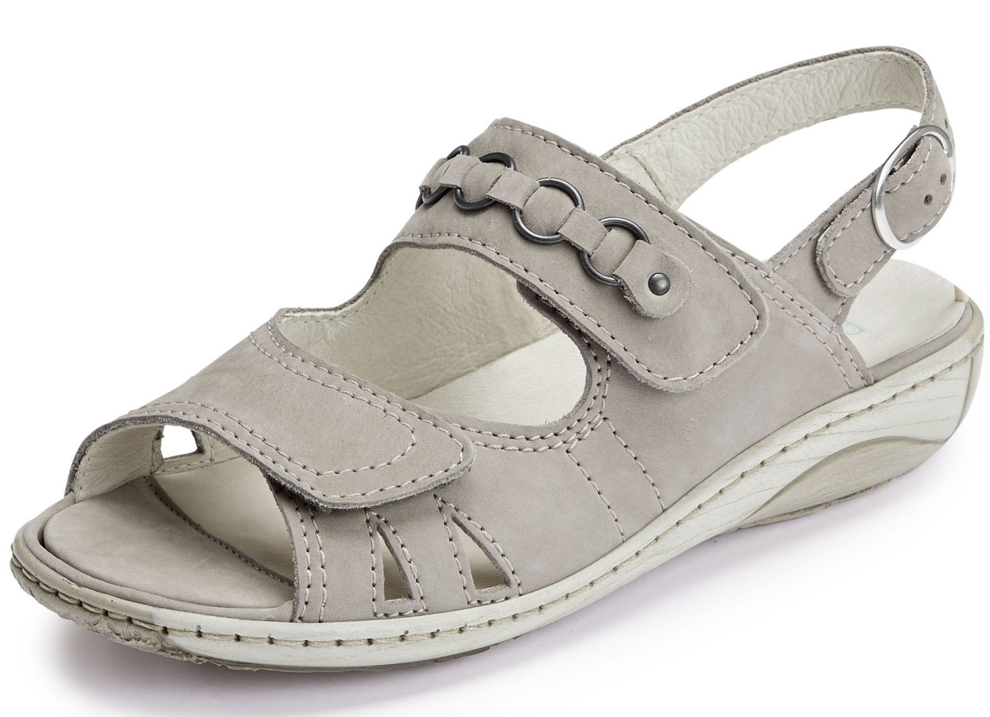 Waldläufer, bequeme Damen-Sandalen, Weite G, mit herausnehmbarem Fußbett, Schuhgröße 8, Taupe von Waldläufer