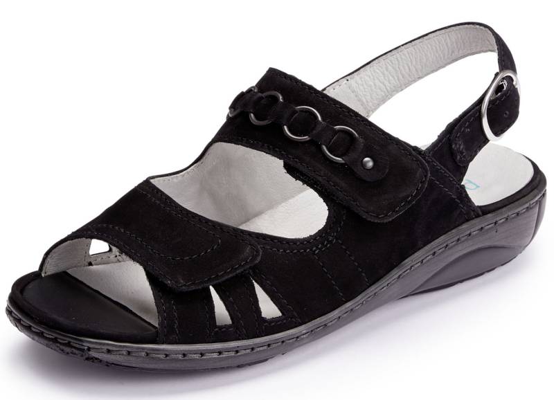 Waldläufer, bequeme Damen-Sandalen, Weite G, mit herausnehmbarem Fußbett, Schwarz, Größe 75 von Waldläufer
