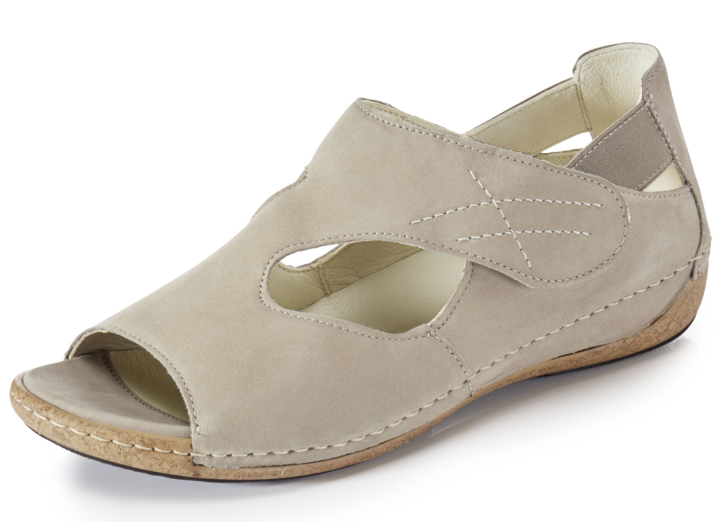 Waldläufer, bequeme Damen-Sandalen, Weite H, mit herausnehmbarem Fußbett, Schuhgröße 9, Sand von Waldläufer