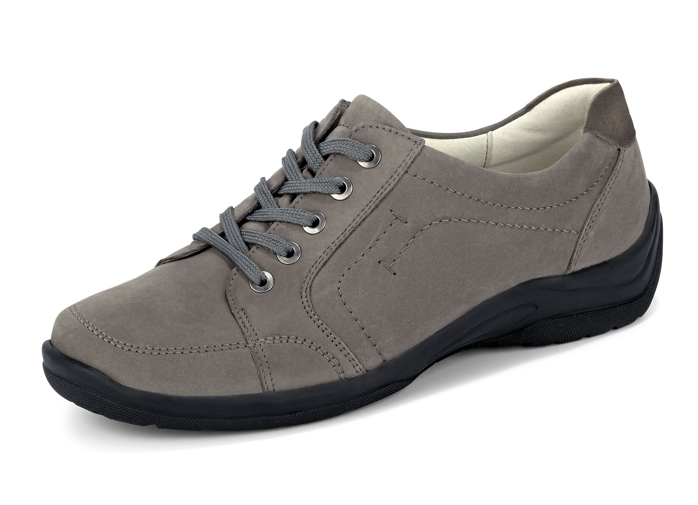 Waldläufer, bequeme Damen-Schnürschuhe, Weite H, mit herausnehmbarem Fußbett, Schuhgröße 4 1/2, Steingrau von Waldläufer