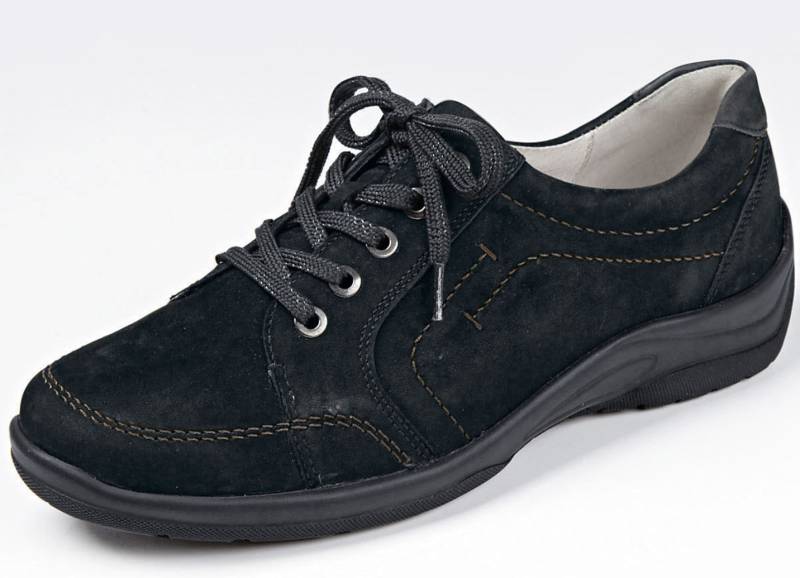 Waldläufer, bequeme Damen-Schnürschuhe, Weite H, mit herausnehmbarem Fußbett, Schuhgröße 5, Schwarz von Waldläufer