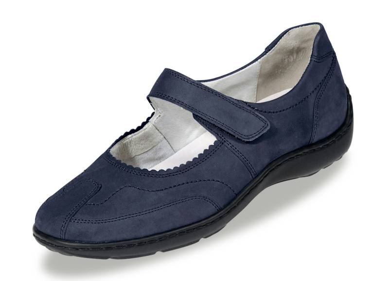 Waldläufer, bequeme Damen-Slipper, Weite H, mit herausnehmbarem Fußbett, Schuhgröße 5, Marine von Waldläufer