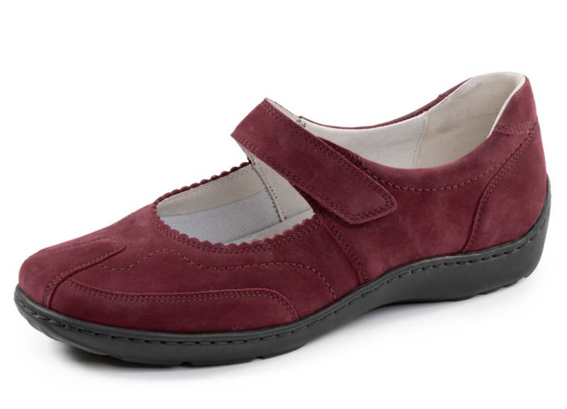 Waldläufer, bequeme Damen-Slipper, Weite H, mit herausnehmbarem Fußbett, Schuhgröße 5 1/2, Bordeaux von Waldläufer