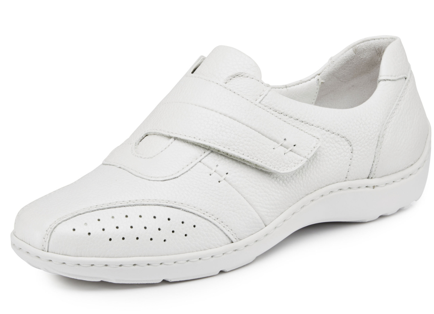 Waldläufer, bequeme Damen-Slipper, Weite H, mit herausnehmbarem Fußbett, Schuhgröße 7 1/2, Naturweiss von Waldläufer