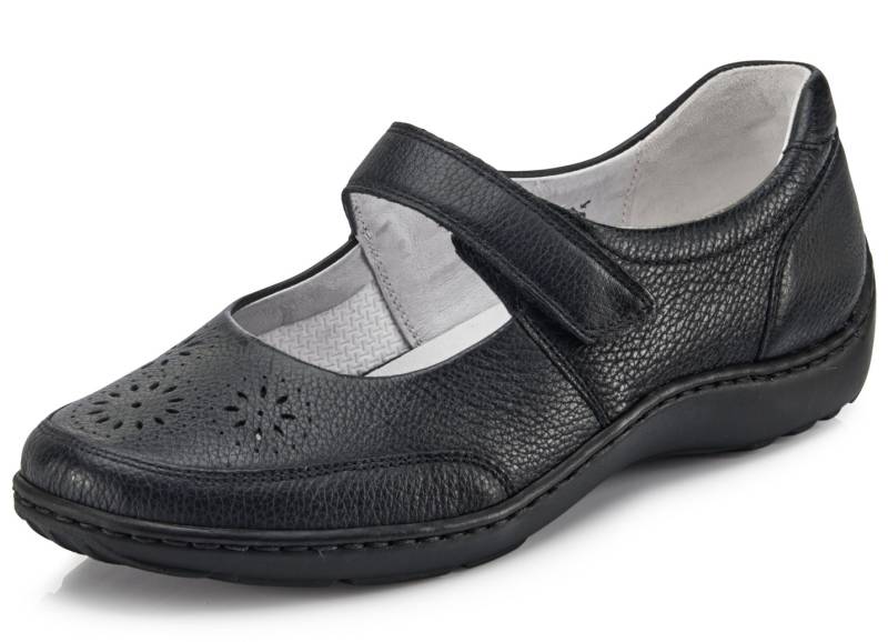 Waldläufer, bequeme Damen-Slipper, Weite H, mit herausnehmbarem Fußbett, Schuhgröße 7 1/2, Schwarz von Waldläufer