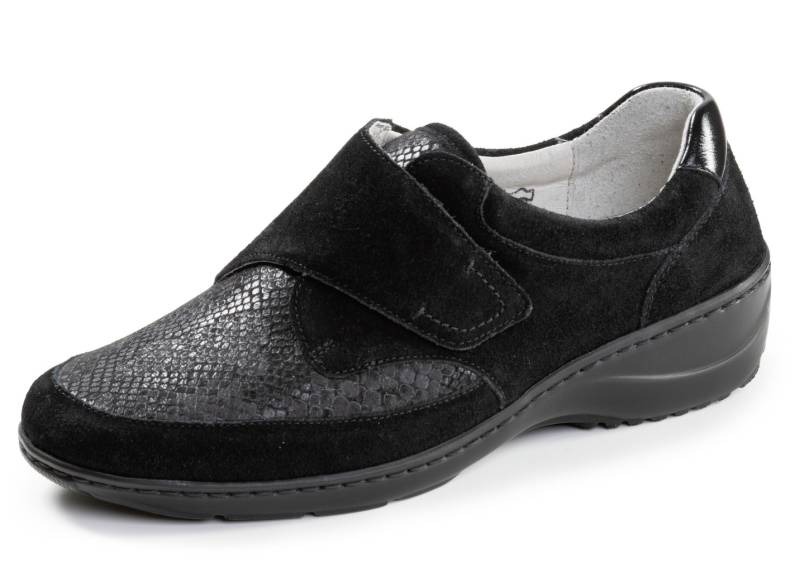 Waldläufer, bequeme Damen-Slipper, Weite K, mit herausnehmbarem Fußbett, Schuhgröße 5 1/2, Schwarz von Waldläufer