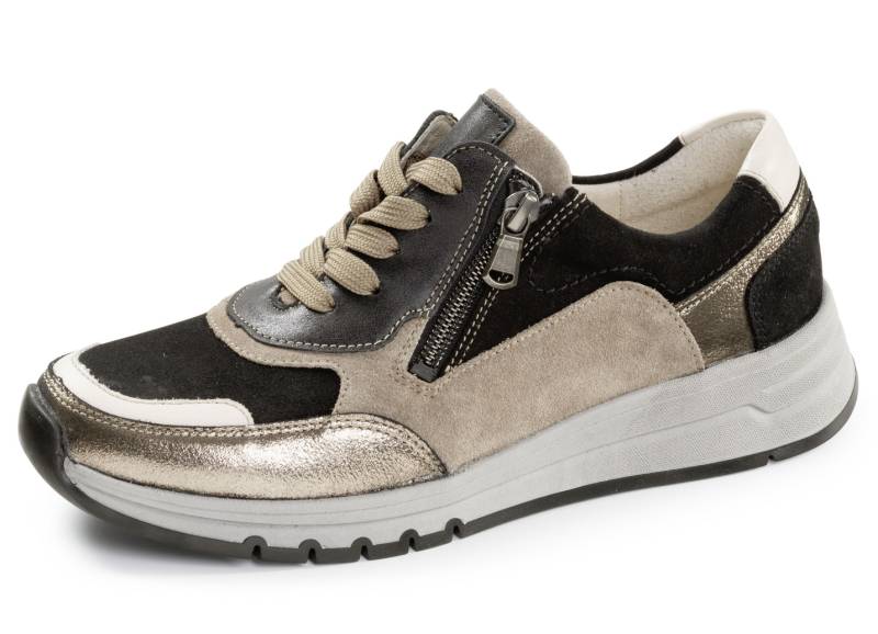 Waldläufer, bequeme Damen-Sneaker, Weite H, mit herausnehmbarem Fußbett, Schuhgröße 3 1/2, Taupe-Bunt von Waldläufer
