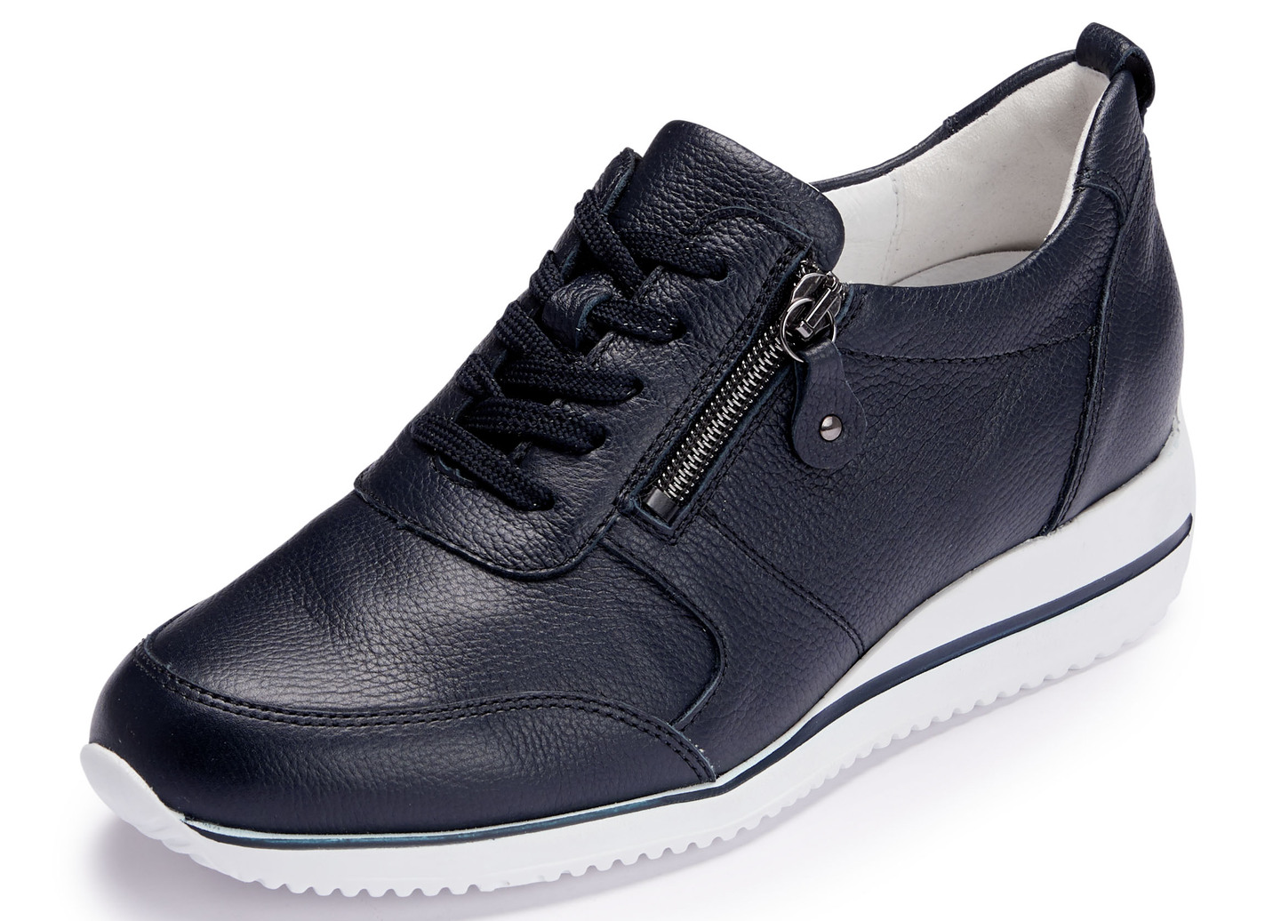 Waldläufer, bequeme Damen-Sneaker, Weite H, mit herausnehmbarem Fußbett, Schuhgröße 7, Nachtblau von Waldläufer