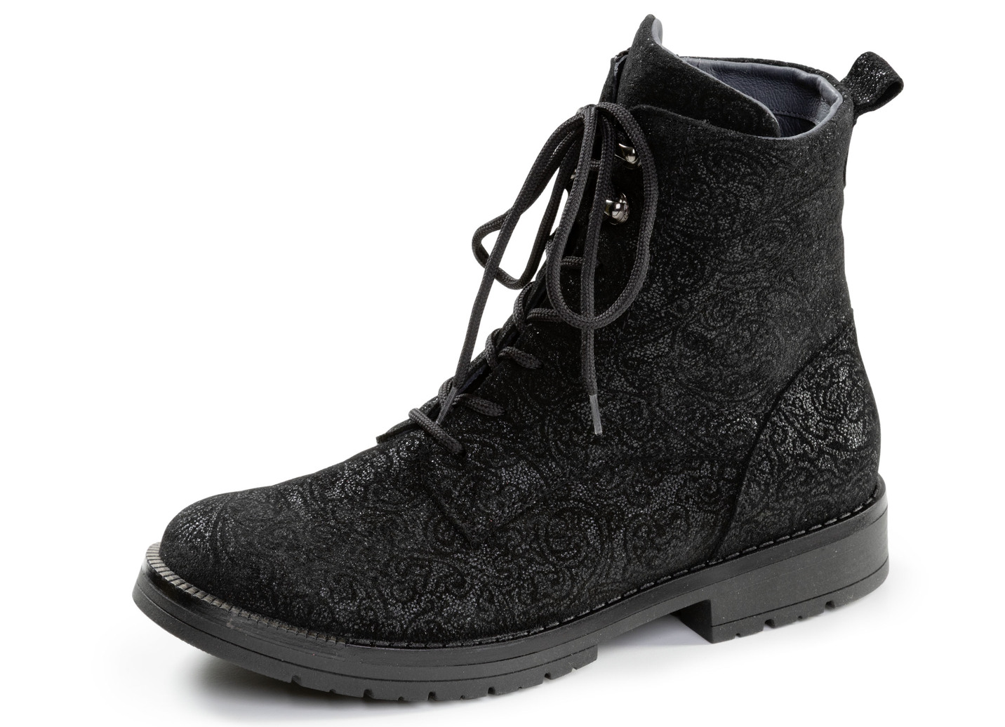 Waldläufer, bequeme Damen-Stiefeletten, Weite G, mit herausnehmbarem Fußbett, Schuhgröße 5, Schwarz von Waldläufer