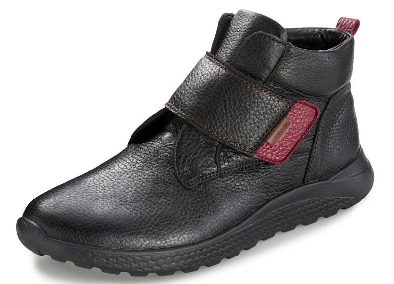 Waldläufer, bequeme Damen-Stiefeletten, Weite H, mit herausnehmbarem Fußbett, Schuhgröße 6, Schwarz-Rot von Waldläufer