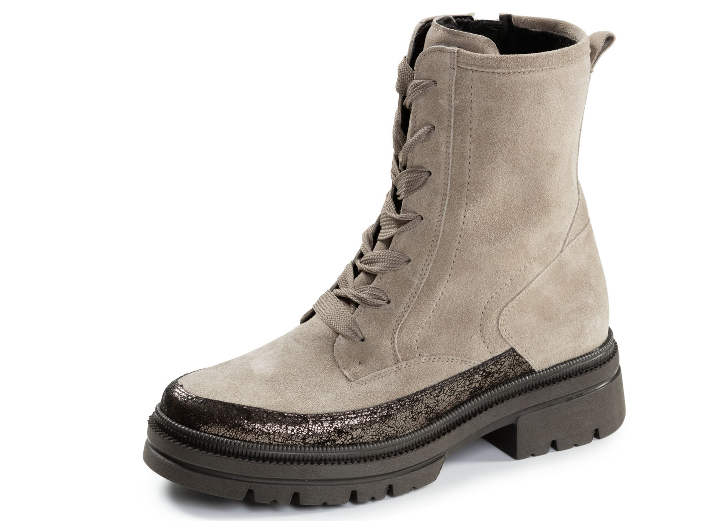 Waldläufer, bequeme Damen-Stiefeletten, Winterschuhe, Weite H, mit herausnehmbarem Fußbett, Schuhgröße 5, Taupe von Waldläufer
