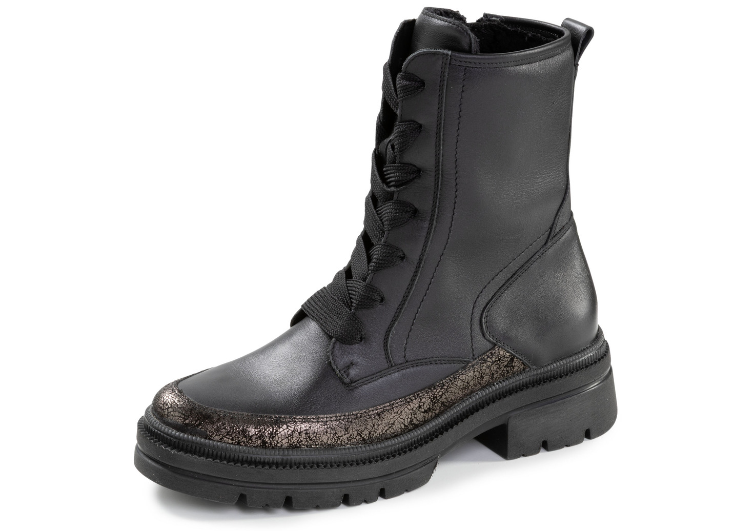 Waldläufer, bequeme Damen-Stiefeletten, Winterschuhe, Weite H, mit herausnehmbarem Fußbett, Schuhgröße 7 1/2, Schwarz von Waldläufer