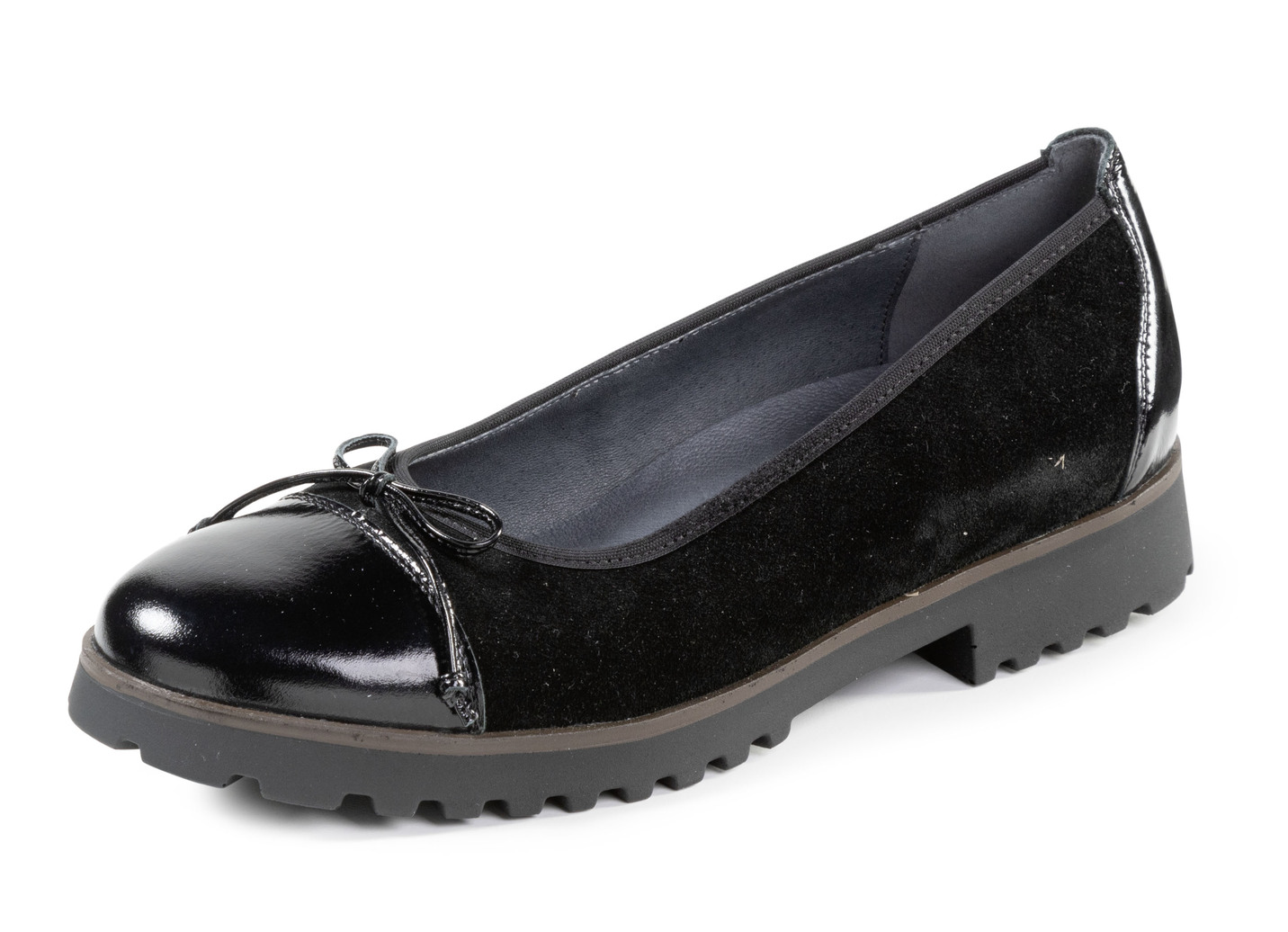 Waldläufer, elegante Damen-Ballerinas, Weite H, mit herausnehmbarem Fußbett, Schuhgröße 6, Schwarz von Waldläufer