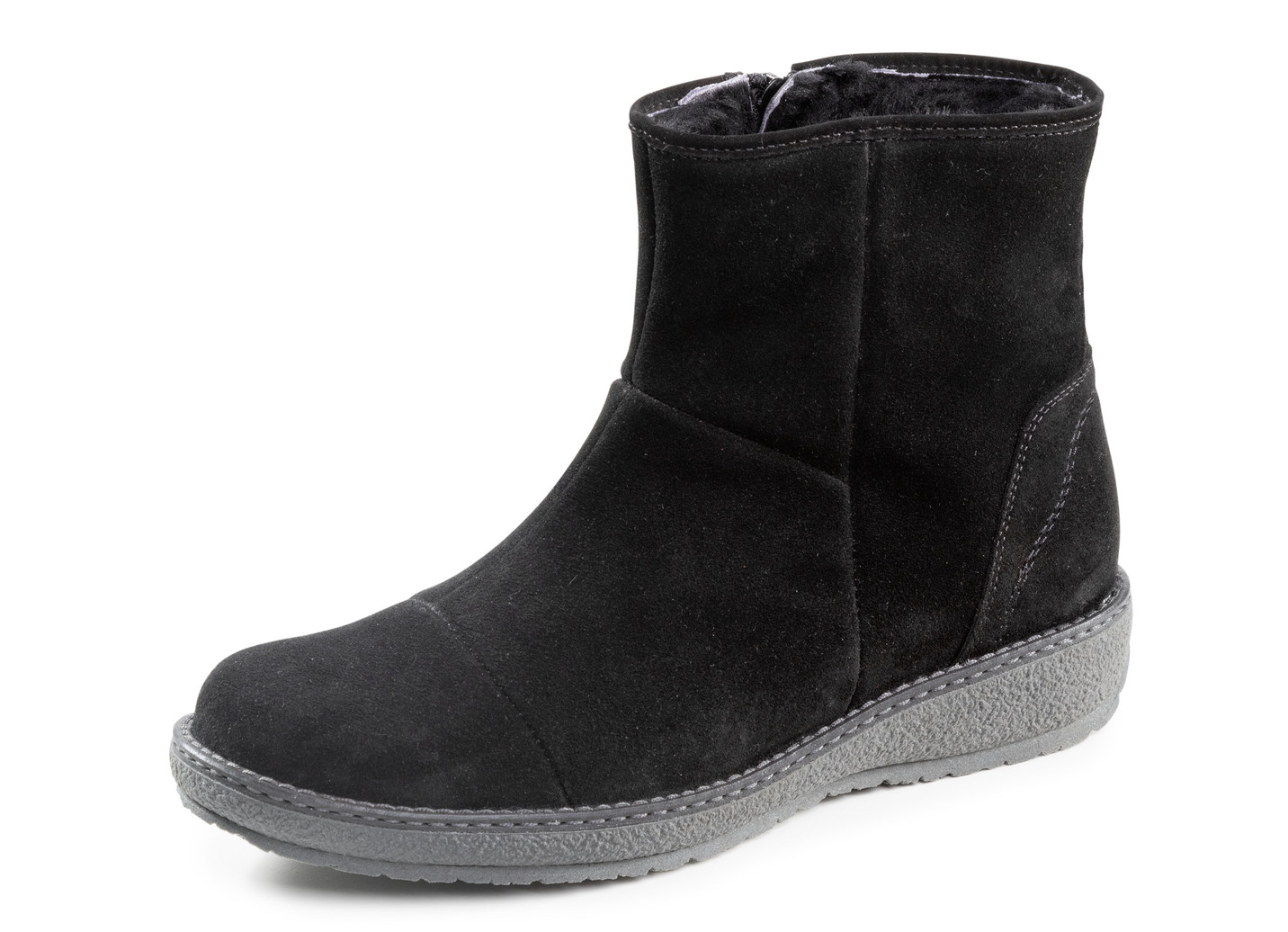 Waldläufer, gefütterte Damen-Boots, Winterschuhe, Weite H, mit Lammfell, Schuhgröße 7, Schwarz von Waldläufer