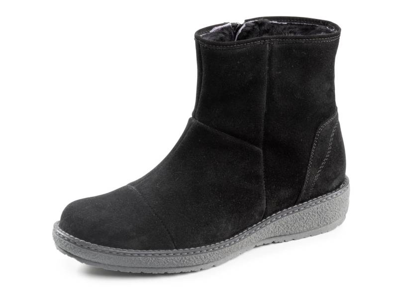 Waldläufer, gefütterte Damen-Boots, Winterschuhe, Weite H, mit Lammfell, Schuhgröße 8, Schwarz von Waldläufer