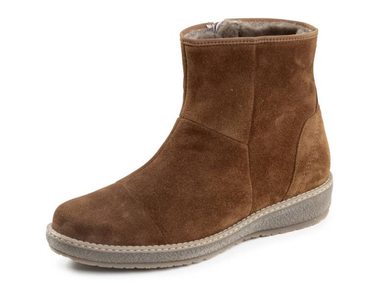 Waldläufer, gefütterte Damen-Boots, Winterschuhe, Weite H, mit Lammfell, Schuhgröße 8 1/2, Cognac von Waldläufer