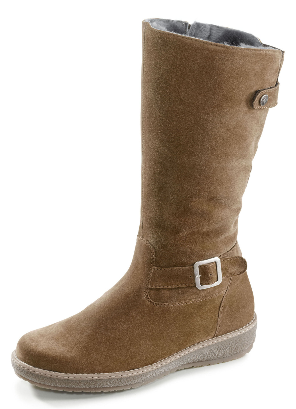 Waldläufer, gefütterte Damen-Stiefel, Winterschuhe, Weite H, mit Lammfell, Schuhgröße 4 1/2, Cognac von Waldläufer