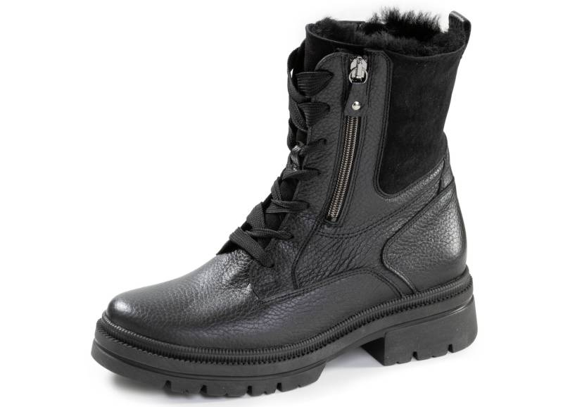 Waldläufer, gefütterte Damen-Stiefeletten, Winterschuhe, Weite H, mit Lammfell, Schuhgröße 4 1/2, Schwarz von Waldläufer