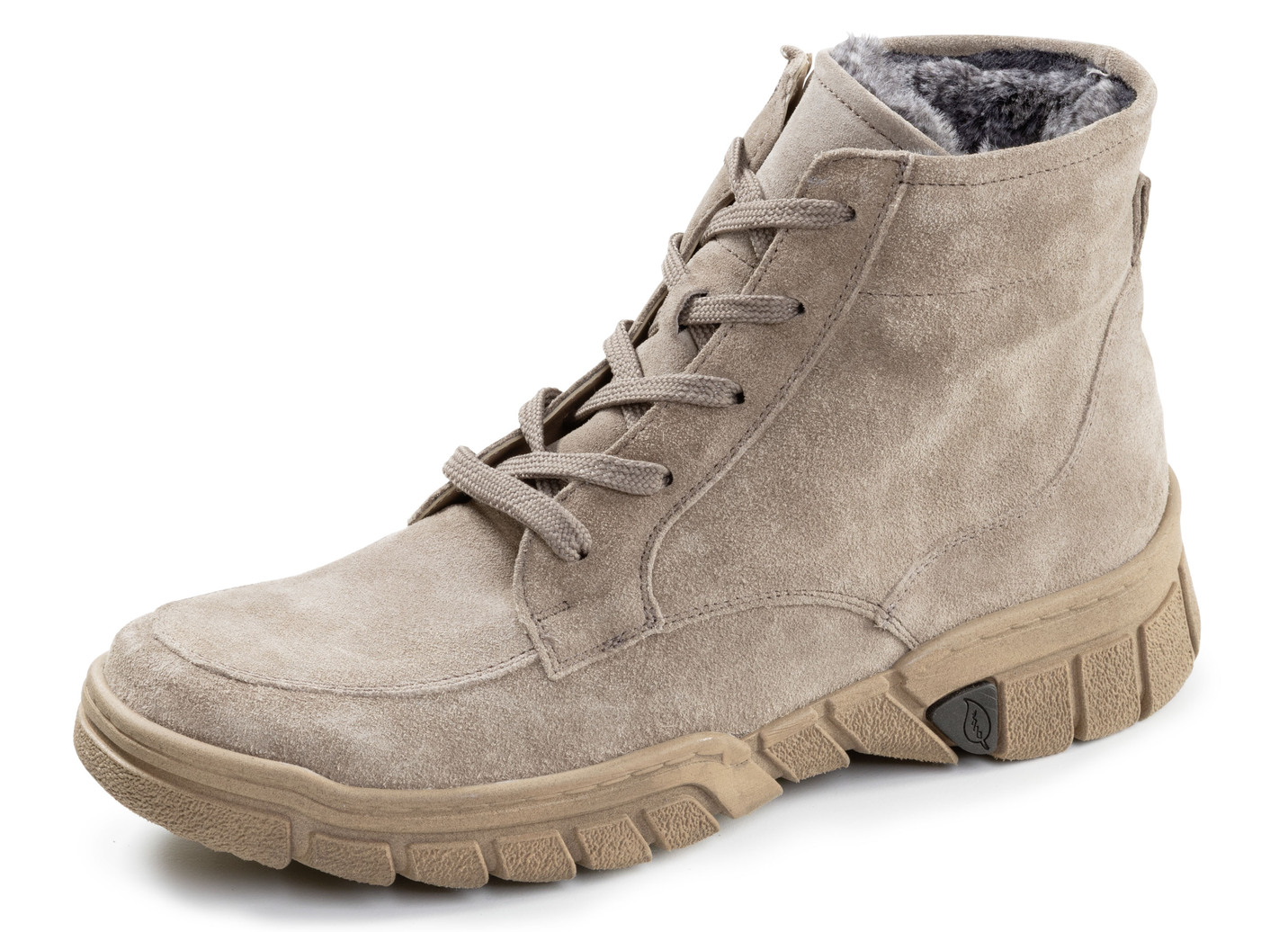 Waldläufer, gefütterte Damen-Stiefeletten, Winterschuhe, Weite H, mit herausnehmbarem Fußbett, Schuhgröße 7, Taupe von Waldläufer