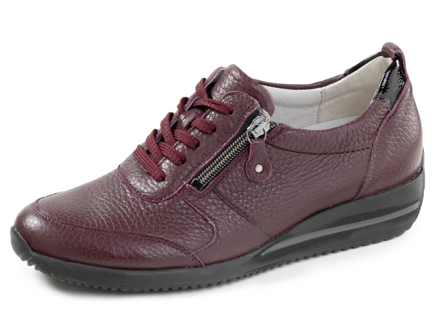 Waldläufer, leichte Damen-Sneaker, Weite H, mit herausnehmbarem Fußbett, Schuhgröße 3 1/2, Bordeaux von Waldläufer