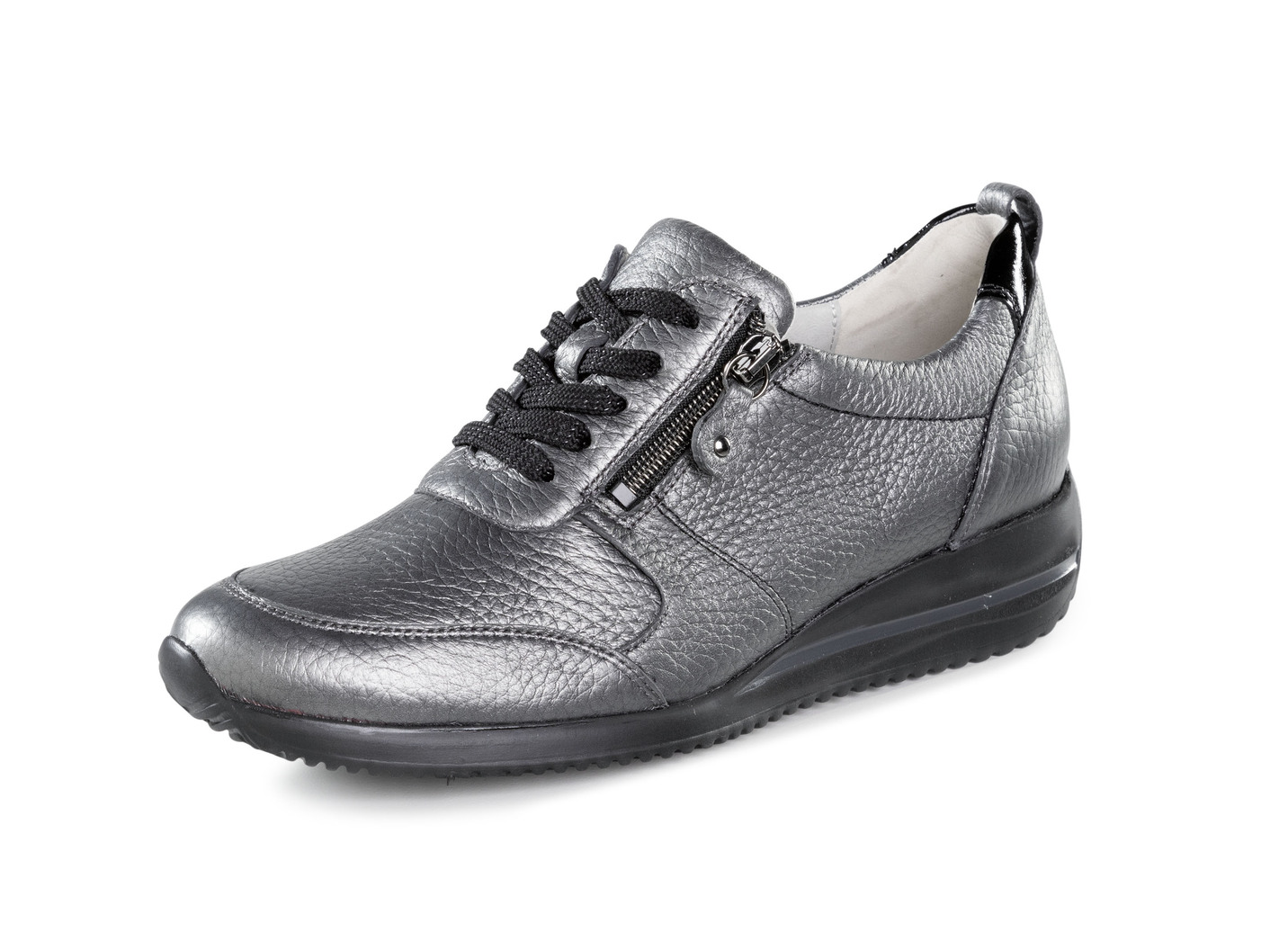 Waldläufer, leichte Damen-Sneaker, Weite H, mit herausnehmbarem Fußbett, Schuhgröße 8, Altsilber von Waldläufer