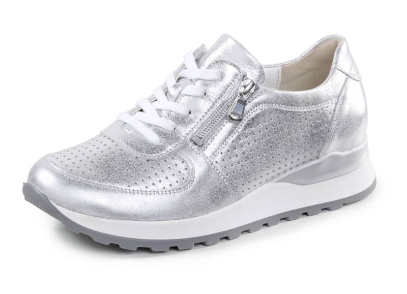 Waldläufer, sportliche Damen-Sneaker, Weite H, mit herausnehmbarem Fußbett, Schuhgröße 7, Silber von Waldläufer