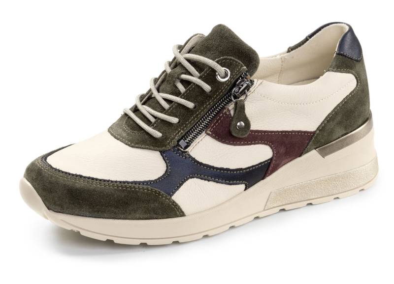 Waldläufer, trendige Damen-Sneaker, Weite H, mit herausnehmbarem Fußbett, Schuhgröße 5, Beige-Bunt von Waldläufer