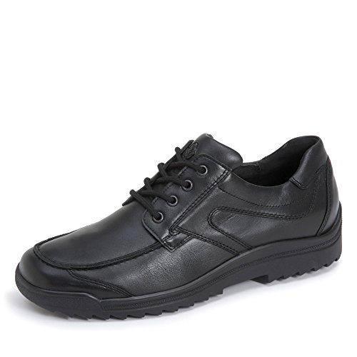 Waldläufer 483000 174 001 Herren Halbschuh Nappaleder Lederfußbett Textilfutter, Groesse 45, schwarz von Waldläufer